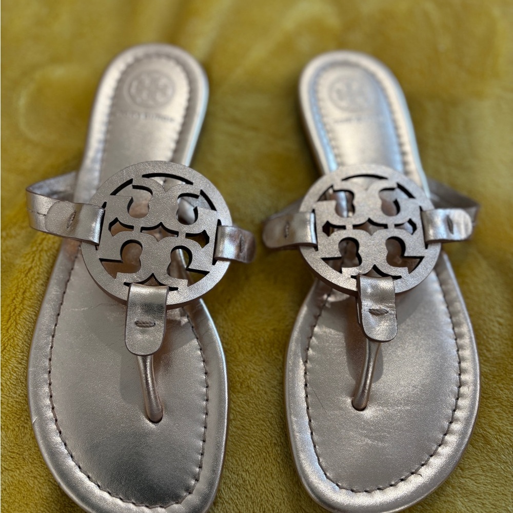 Tory Burch Metallic Silver Thong Sandals